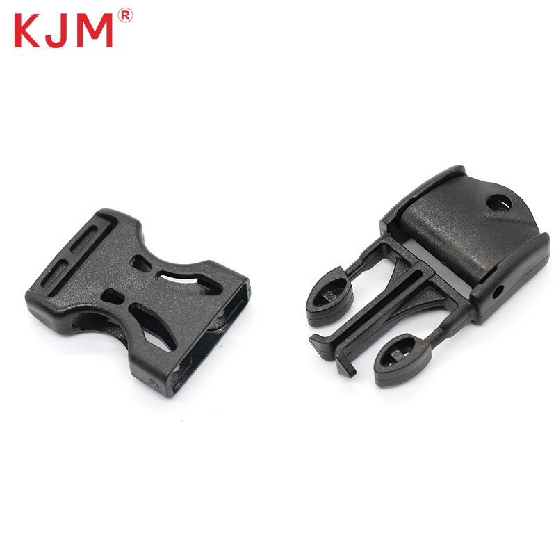 KJM custom multicolored pom recycled nylon webbing plastic 18mm dual adjustable buckle for outdoor hiking accessories