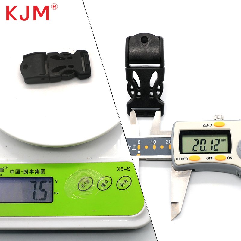 KJM custom multicolored pom recycled nylon webbing plastic 18mm dual adjustable buckle for outdoor hiking accessories
