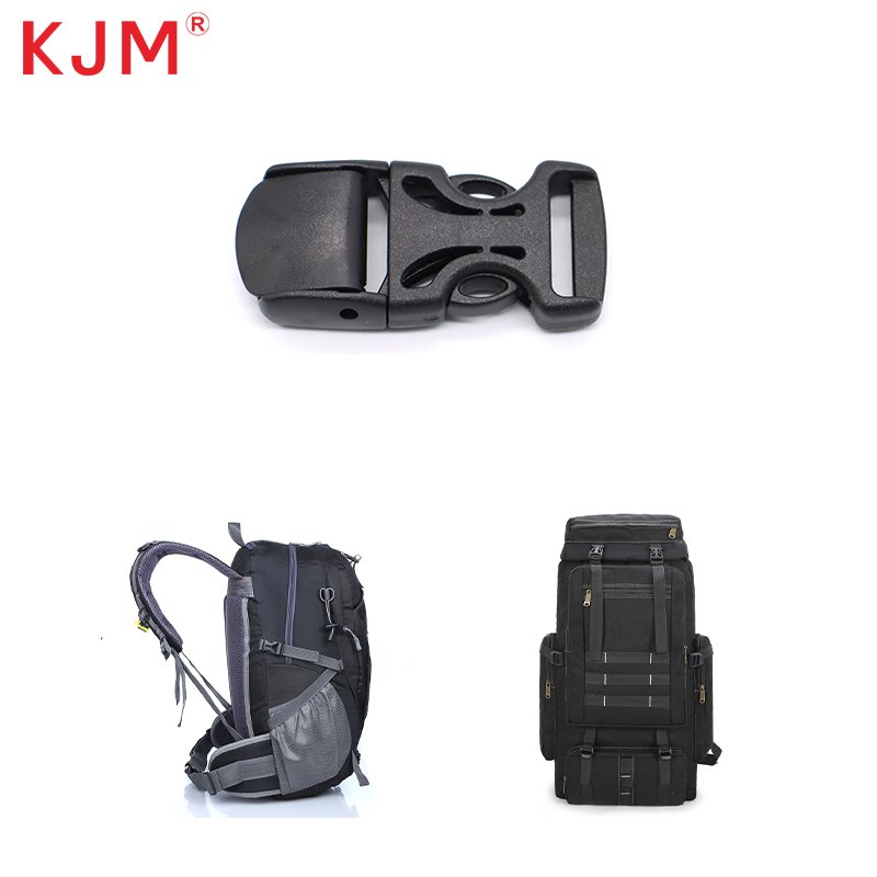 KJM custom multicolored pom recycled nylon webbing plastic 18mm dual adjustable buckle for outdoor hiking accessories