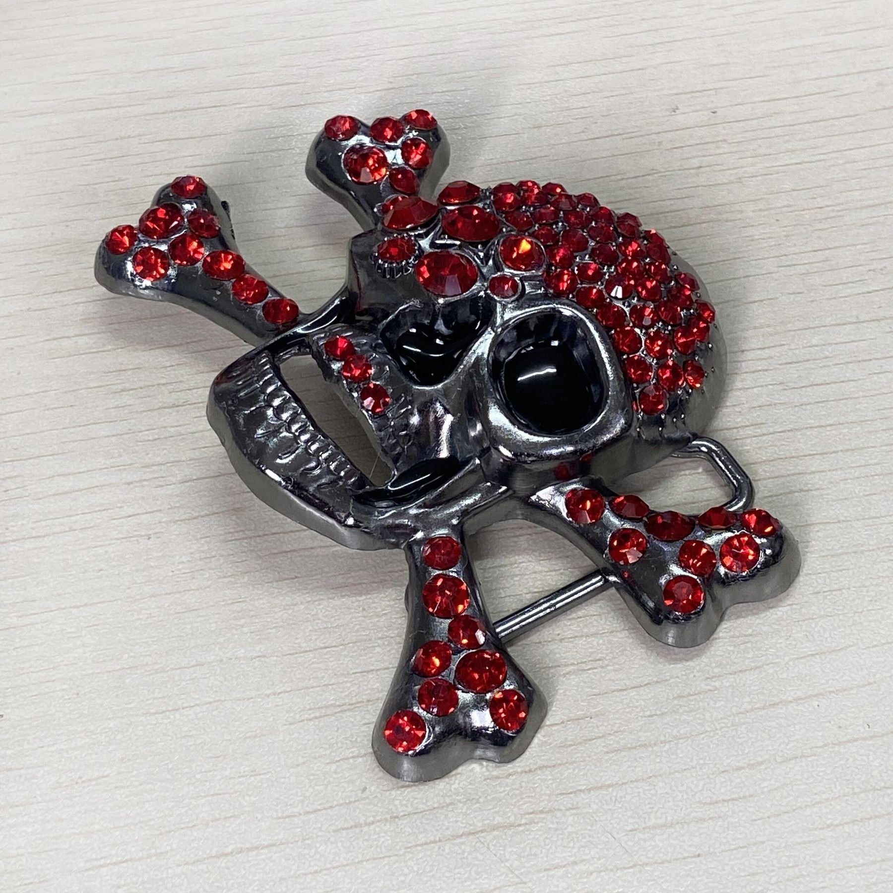 Wholesale personalized metal rhinestones skull scalp buckle for men punk belt buckle