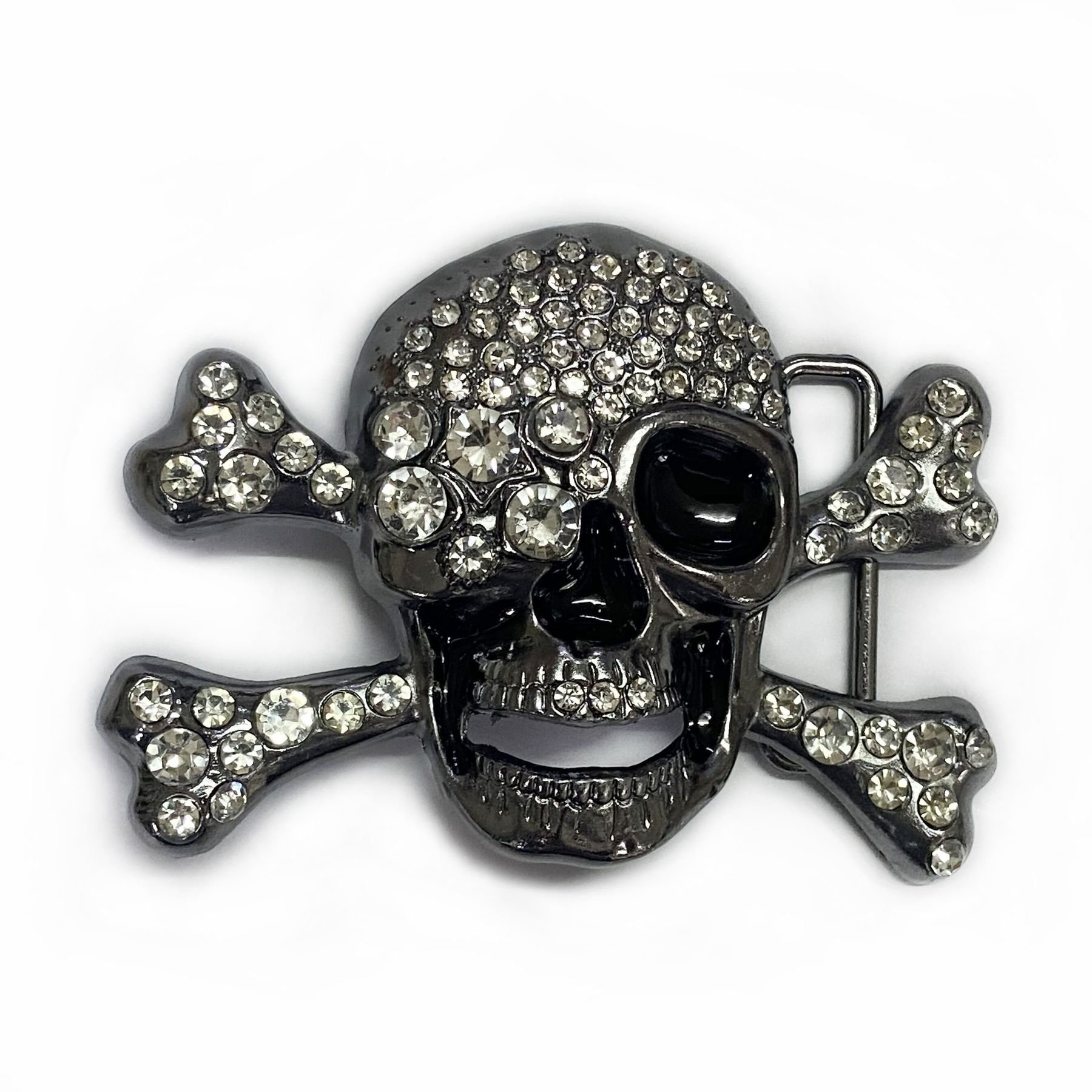 Wholesale personalized metal rhinestones skull scalp buckle for men punk belt buckle