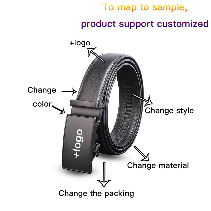 Leather alloy automatic buckle belt can add LOGO pattern business personality trend leather belt