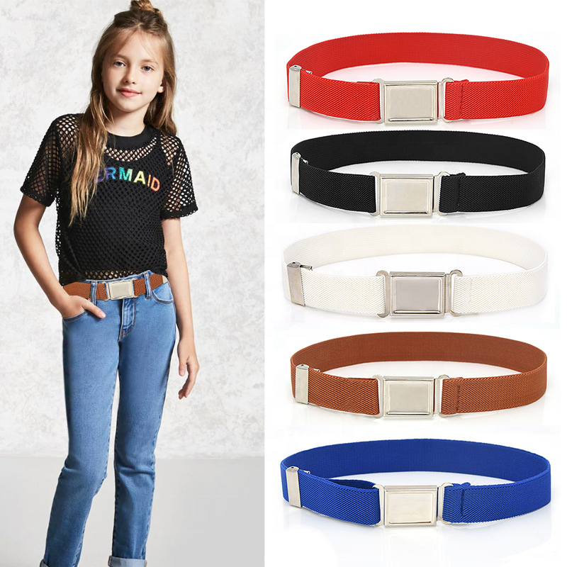 Children's stretch Adjustable Belt Multi-color Adjustable Magnet Buckle Elastic Belt for Kids