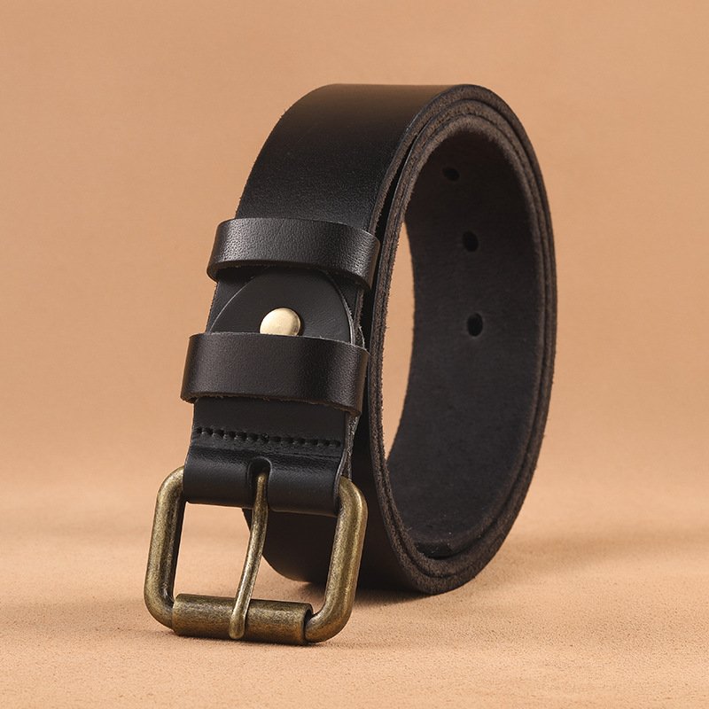 pure washed cowhide leather men belt genuine leather belts pin buckle belt for men