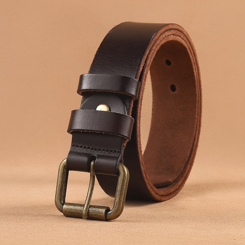 pure washed cowhide leather men belt genuine leather belts pin buckle belt for men