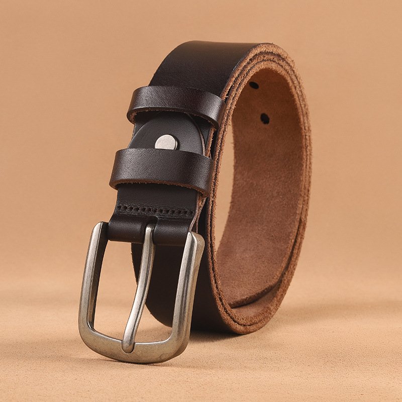 pure washed cowhide leather men belt genuine leather belts pin buckle belt for men