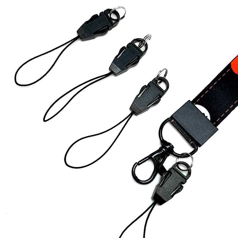 Detachable lanyard POM/ABS adjustable plastic black mine buckle double loop fish wire Camera phone lanyard for case bag key ring