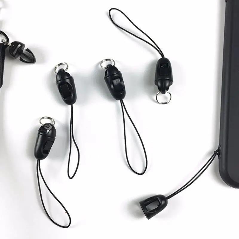 Detachable lanyard POM/ABS adjustable plastic black mine buckle double loop fish wire Camera phone lanyard for case bag key ring