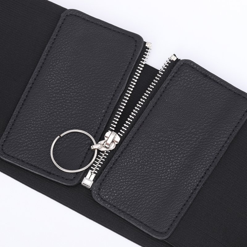 New Design Women Waistband Elastic Ladies Fashion Zipper Buckle Elastic Dress Wide Belt