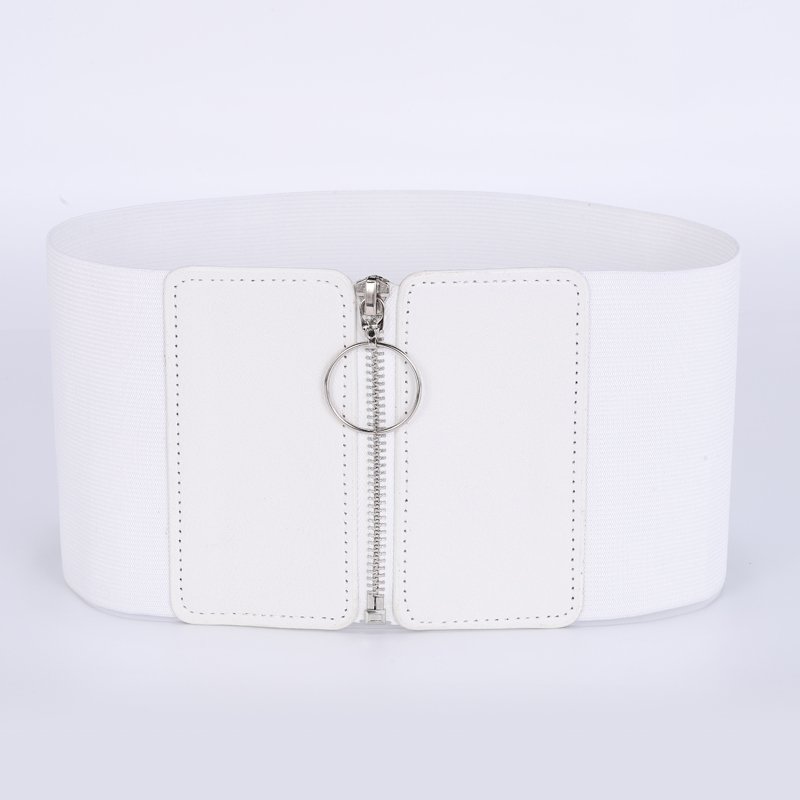 New Design Women Waistband Elastic Ladies Fashion Zipper Buckle Elastic Dress Wide Belt