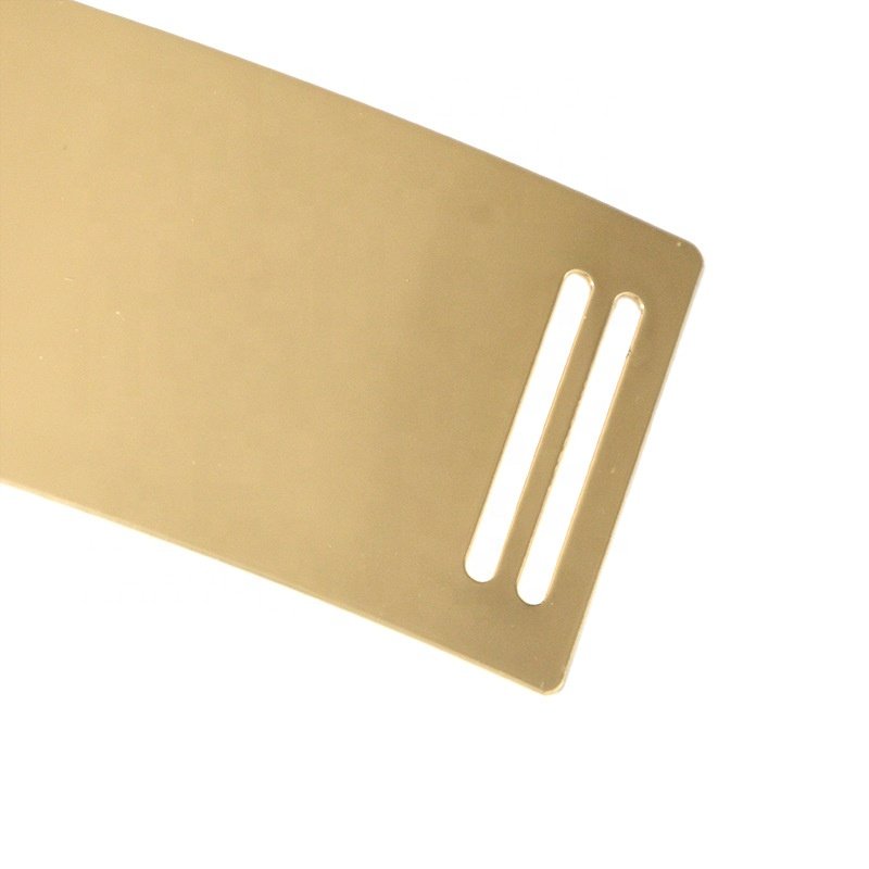 Gold Built-in Buckle Decoration Fashion Mirror Slim Women's Metal Elastic Belt for Lady