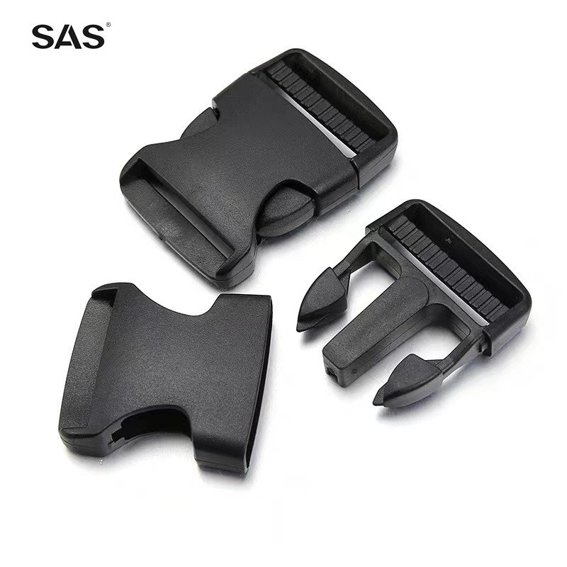 SAS Factory Wholesale High Quality Custom Engraved Logo Size Color Black Plastic Side Release Buckle