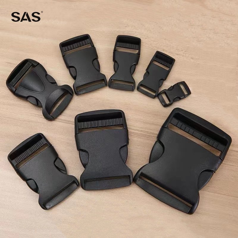 SAS Factory Wholesale High Quality Custom Engraved Logo Size Color Black Plastic Side Release Buckle