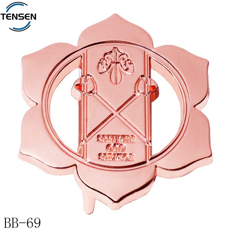 High quality leather belt plate hardware round shape embossed gold letter belt buckle for women waist
