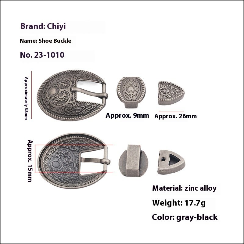 in Stock Vintage Punk Alloy Belt Buckle Three-Piece Design Pattern for Men's Garments and Bags Customized Logo Zinc Metal