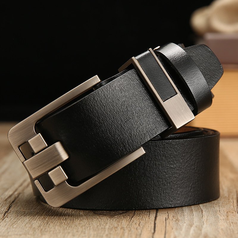 Wholesale Brown Color Cow Leather Belt Men Genuine Leather Belt Metal Pin Belt Buckle