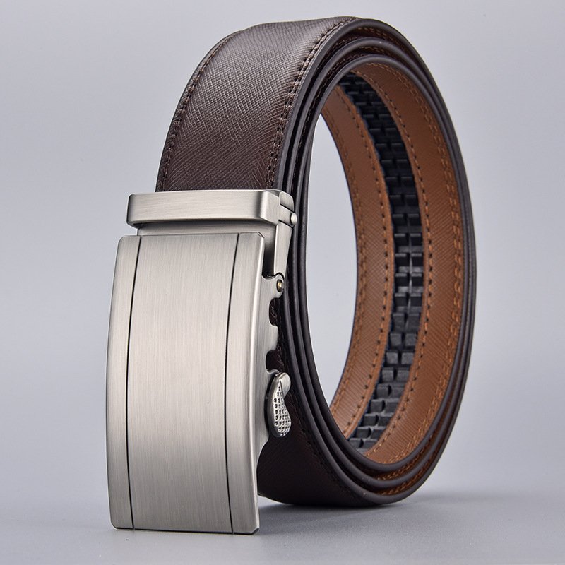 Wholesale New Split Cowhide Adjustable Belt Buckle Men's Automatic Ratchet Leisure Business Belt for Men
