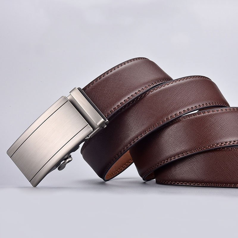 Wholesale New Split Cowhide Adjustable Belt Buckle Men's Automatic Ratchet Leisure Business Belt for Men