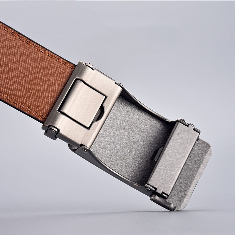 Wholesale New Split Cowhide Adjustable Belt Buckle Men's Automatic Ratchet Leisure Business Belt for Men
