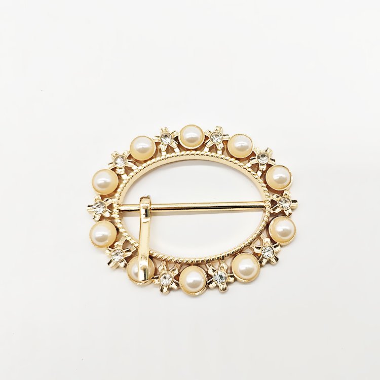 Factory Wholesale Luxury Pearl Rhinestone Decorative Women Belt Pin Buckle 40mm Metal Delicate Diamond Belt Buckle For Ladies