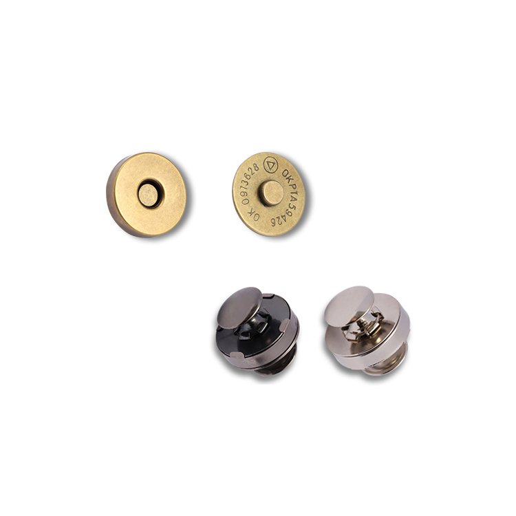 Hot sale brass cylindrical invisible bag rivet magnetic metal buckle