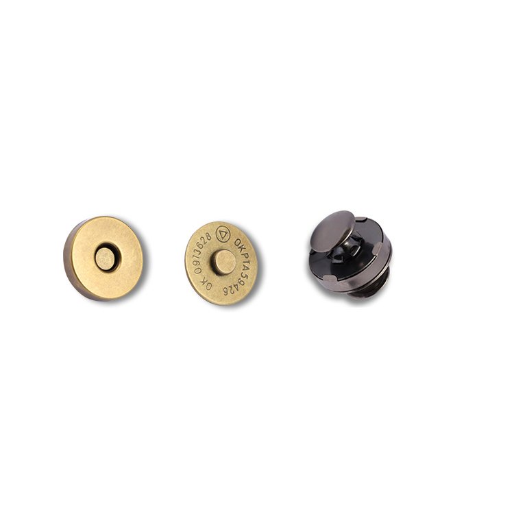 Hot sale brass cylindrical invisible bag rivet magnetic metal buckle