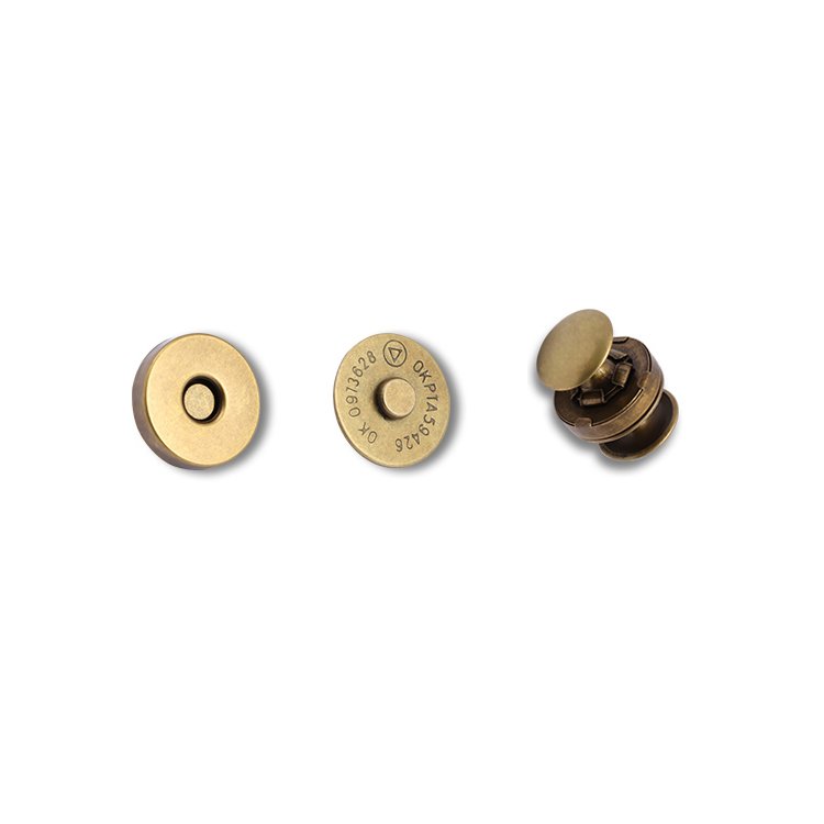 Hot sale brass cylindrical invisible bag rivet magnetic metal buckle