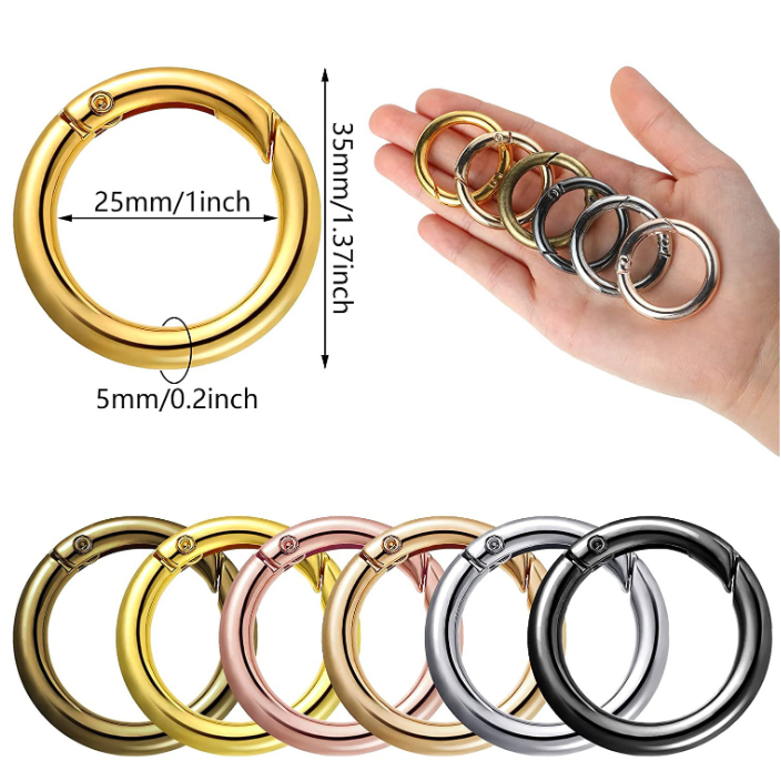 Spring Snap Hooks Handbag bag Metal Accessories Circle Round Carabiner Belt Buckle Zinc Alloy Rings Custom Logo O ring
