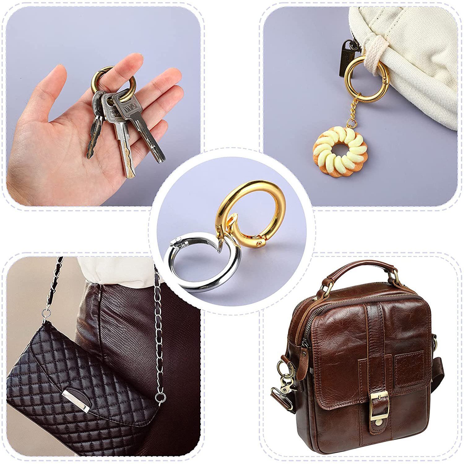 Spring Snap Hooks Handbag bag Metal Accessories Circle Round Carabiner Belt Buckle Zinc Alloy Rings Custom Logo O ring