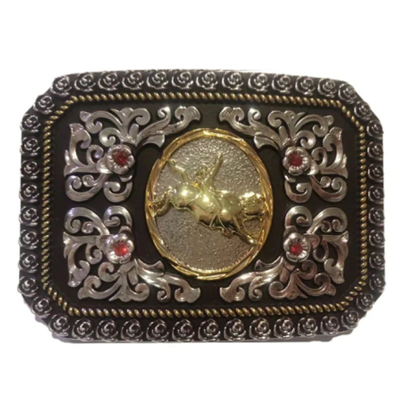 Custom logo 3D zinc alloy double plated gold metal western buckle cowboy horse belt buckle