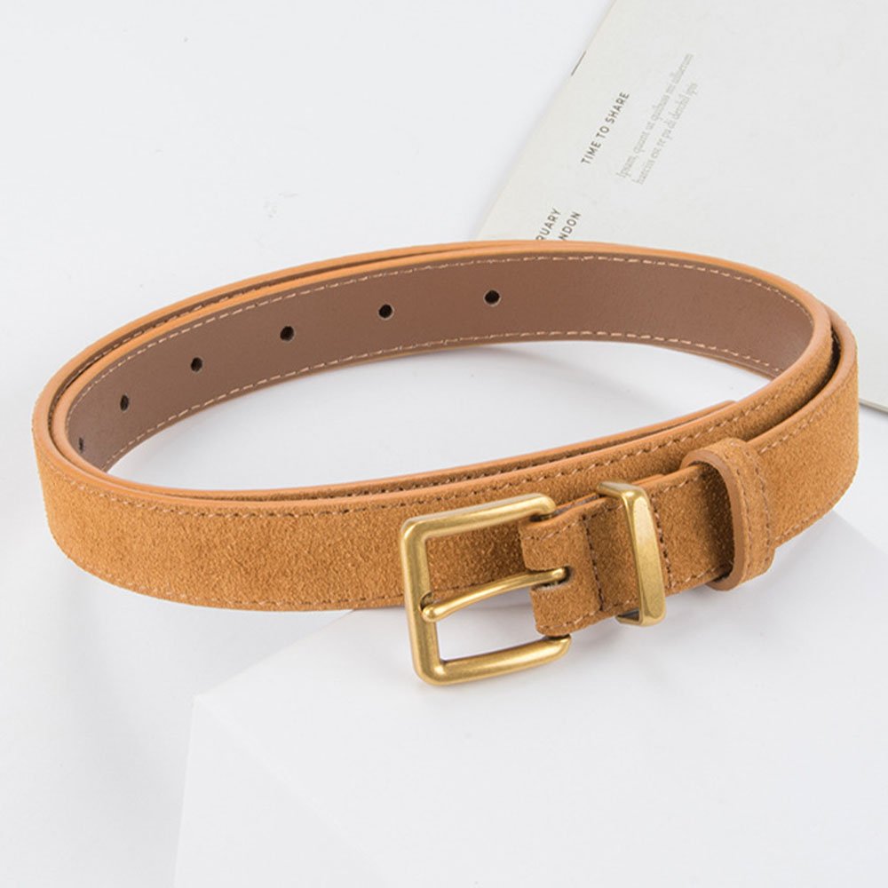 RW 2024 Brass Alloy Pin Buckle Stylish Waist Belt Retro Suede Women Lady Casual Dress Belts Genuine Cowhide Leather Belts