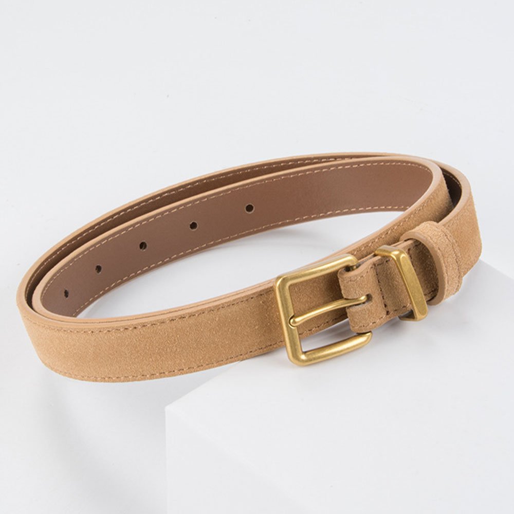 RW 2024 Brass Alloy Pin Buckle Stylish Waist Belt Retro Suede Women Lady Casual Dress Belts Genuine Cowhide Leather Belts