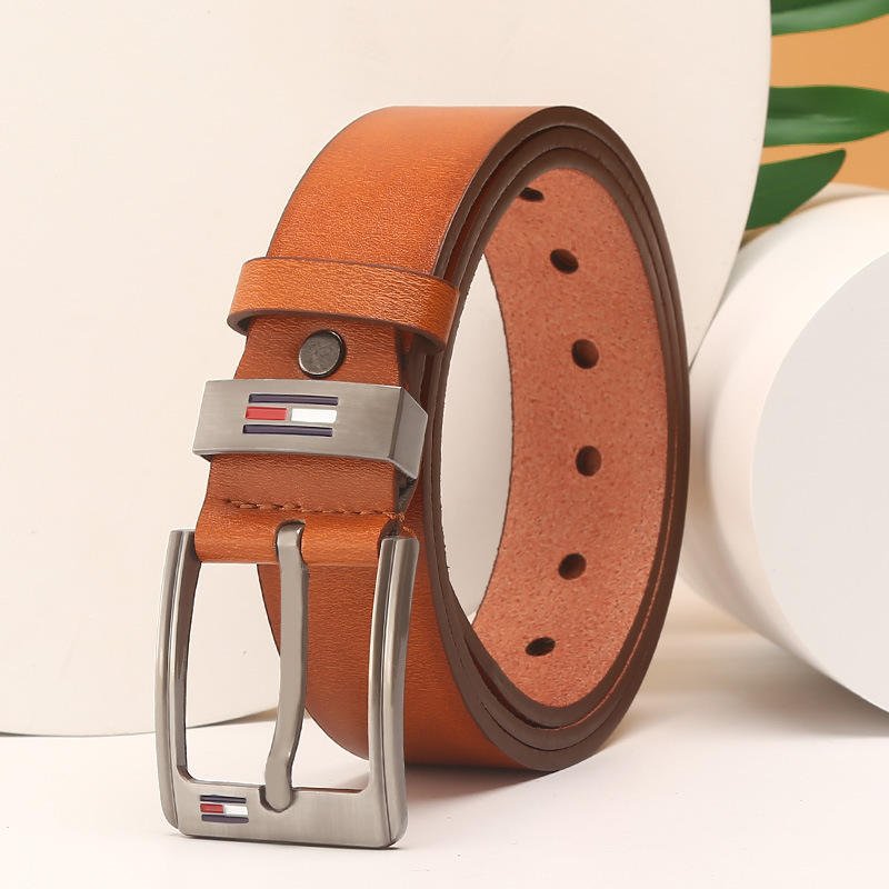 Luxury Brand Men's Slide Buckle Belt Synthetic PU Leather Belt for Business Casual and Western Style Accessory