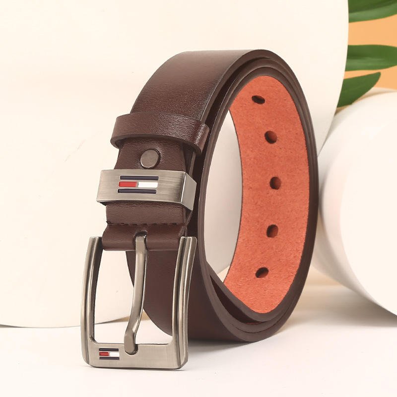 Luxury Brand Men's Slide Buckle Belt Synthetic PU Leather Belt for Business Casual and Western Style Accessory