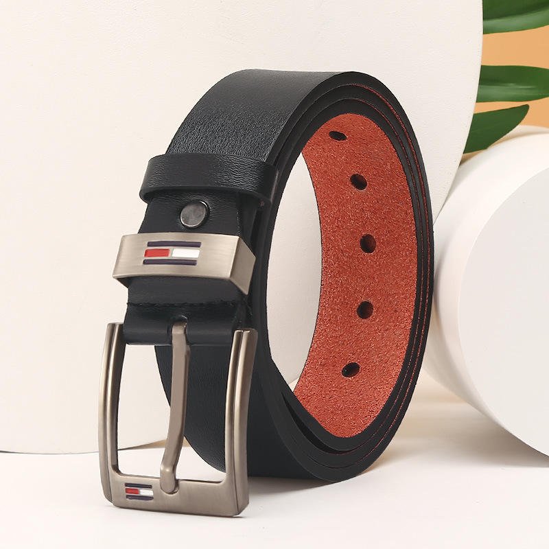 Luxury Brand Men's Slide Buckle Belt Synthetic PU Leather Belt for Business Casual and Western Style Accessory