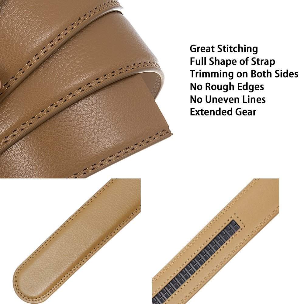 Athosline Men's 1.5 Inch Genuine Cow Hide Leather Belt with Auto Lock Alloy Buckle Stock Colors Extended for Big and Tall
