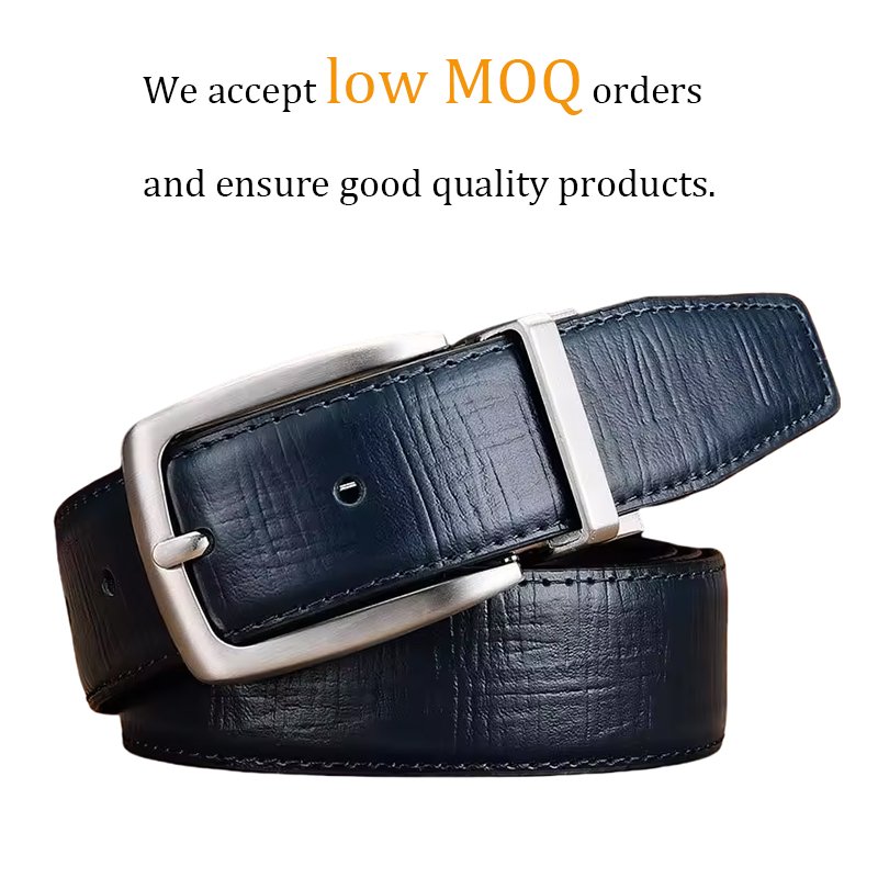 Factory Custom Fashion Double Sided Cowhide Men's Reversible Buckle Leather Dress Belt