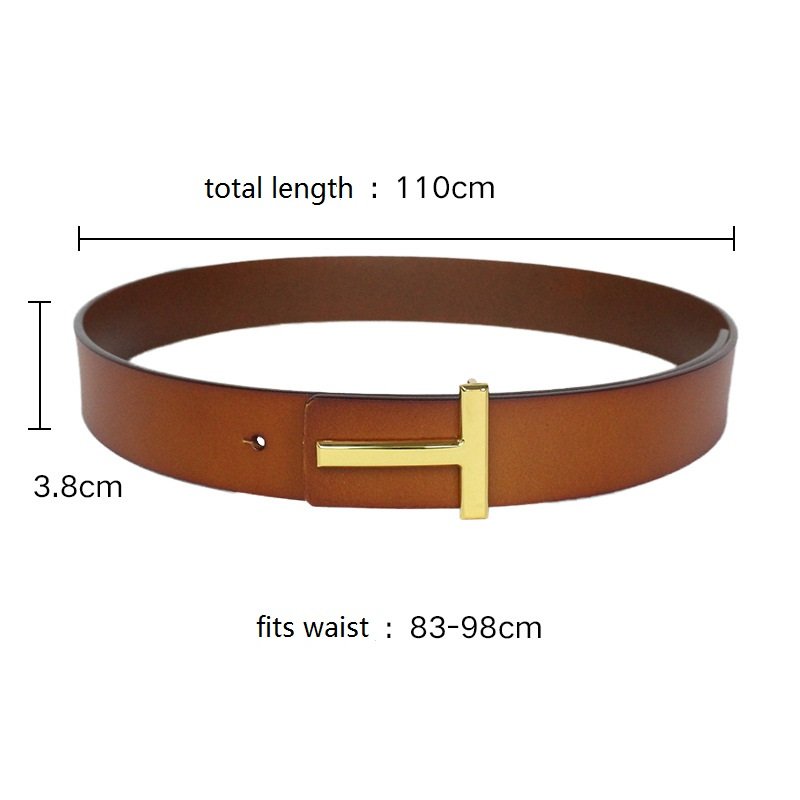 Wholesale Vintage Style Women's Genuine Leather Belt with T Buckle Custom Length Black Cowhide Dress Jeans Accessory for Women