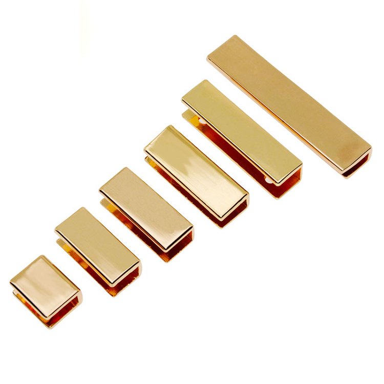 Cheap Price Metal Webbing Decorative Rectangle Strap Ending Clips Straps Leather Belt Stopper Ends Buckles Cap For Bags Hardware