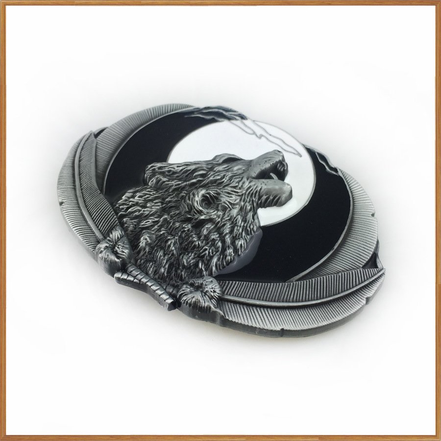 Wholesale Western Belt Buckle Zinc Alloy Wolf Head Belt Buckle for Men