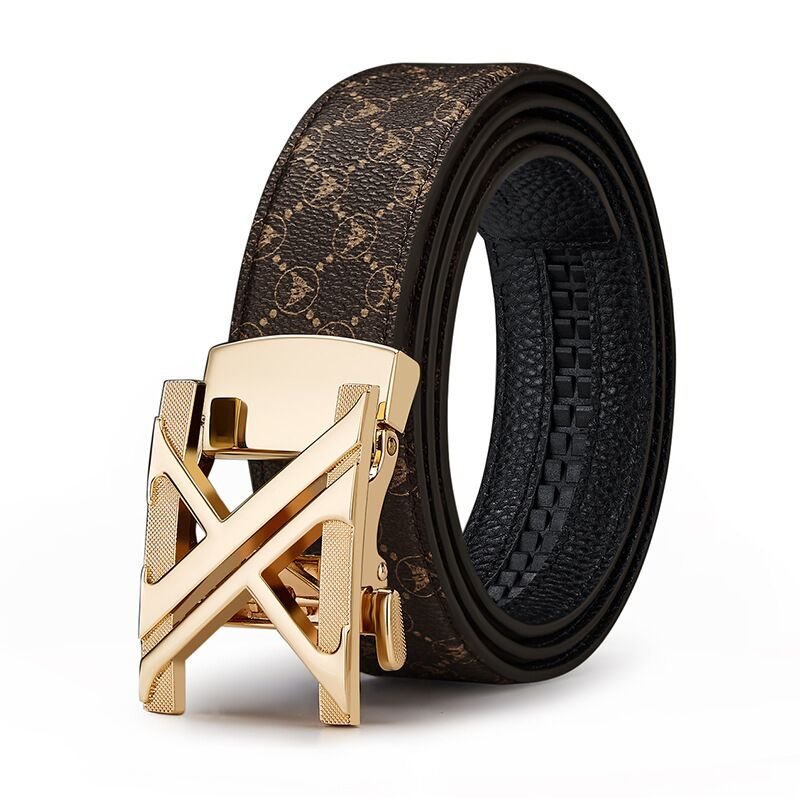 Top grade Men's Leather Belts Genuine Leather Automatic Buckle Belts New Alphabet Buckle Belt for Man