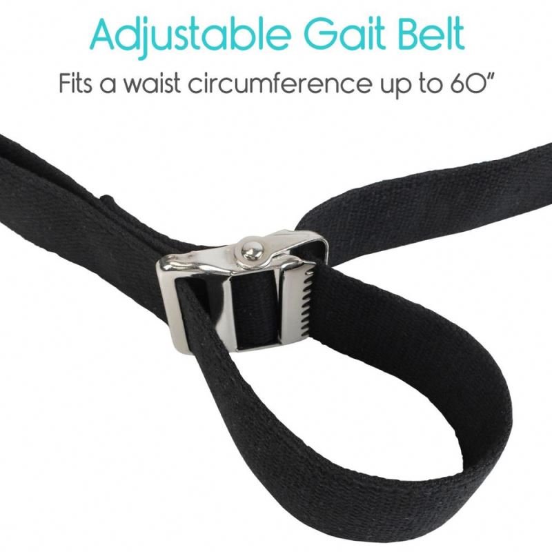 Black fabric Gait Belt with Metal Buckle or plastic buckle