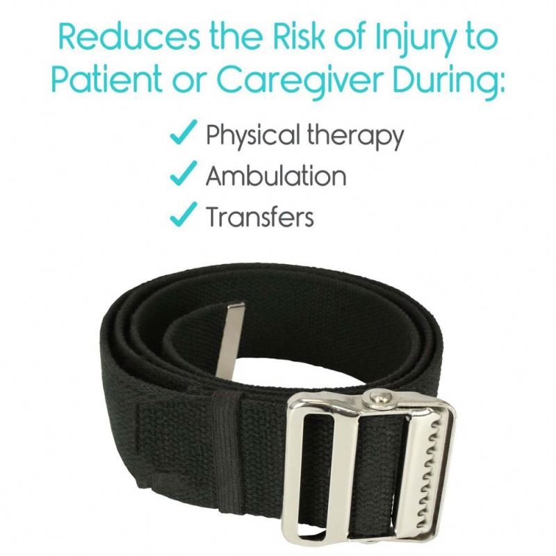 Black fabric Gait Belt with Metal Buckle or plastic buckle