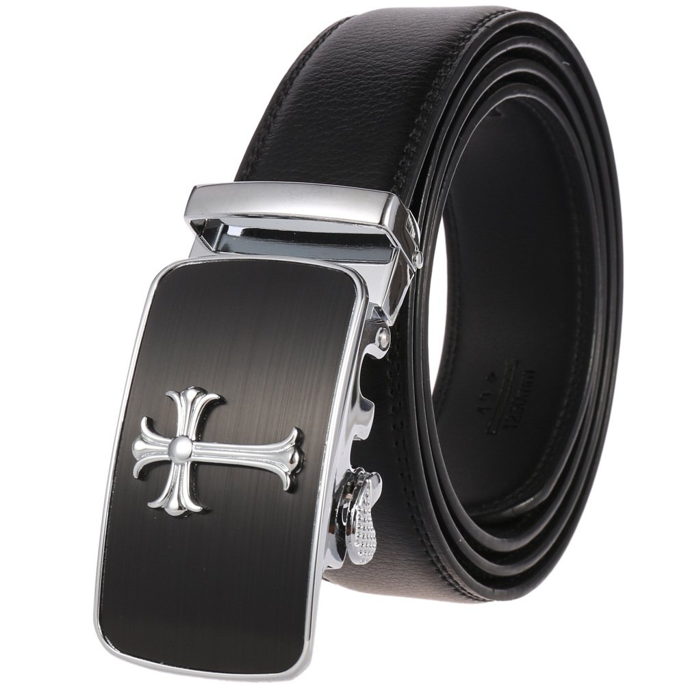 Manufacturers Selling Custom Logo Adjustable Ratchet 35mm Width automatic buckle leather belts for men genuine