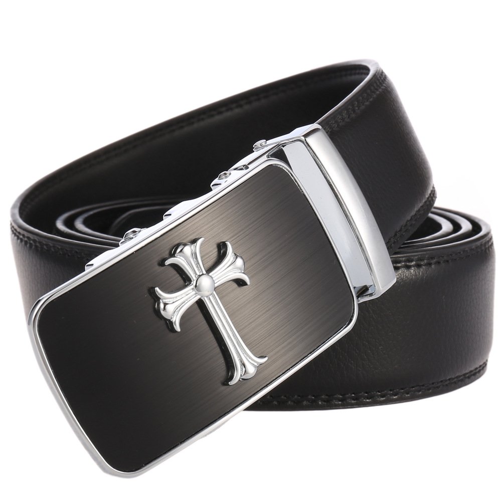 Manufacturers Selling Custom Logo Adjustable Ratchet 35mm Width automatic buckle leather belts for men genuine