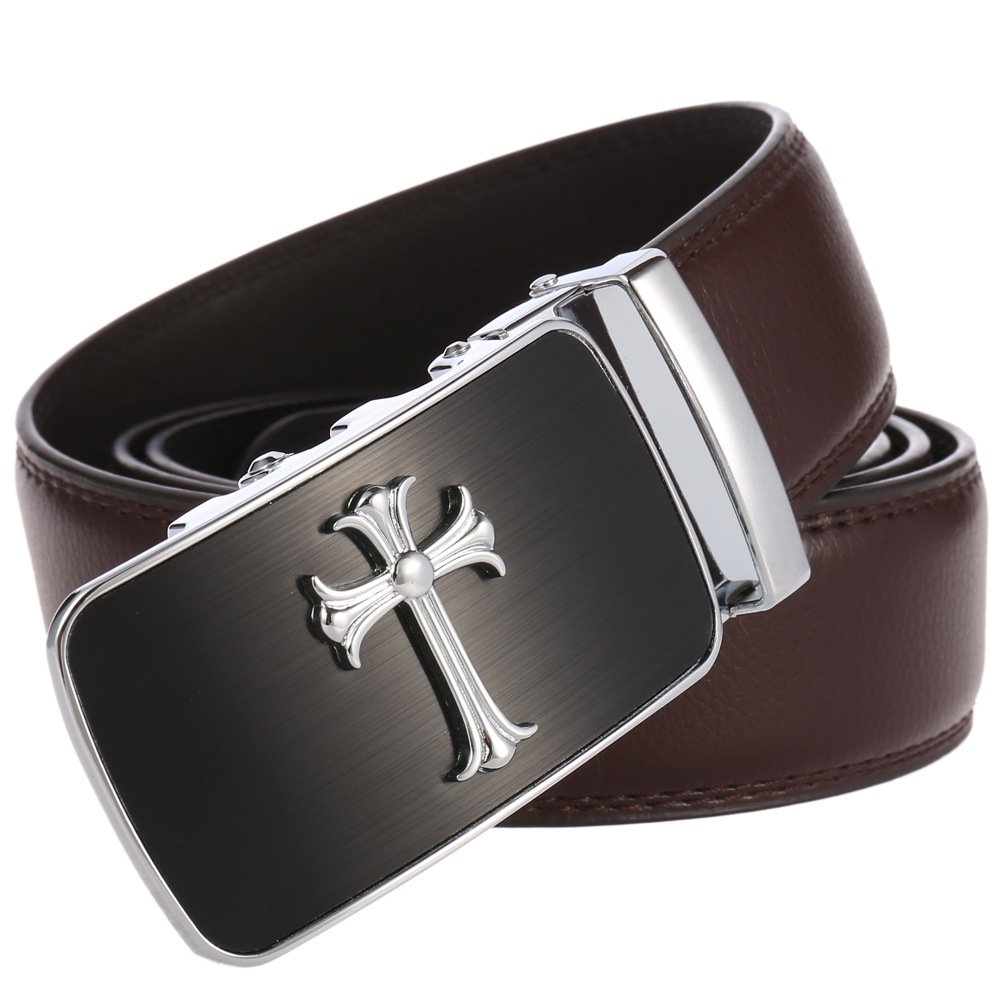 Manufacturers Selling Custom Logo Adjustable Ratchet 35mm Width automatic buckle leather belts for men genuine