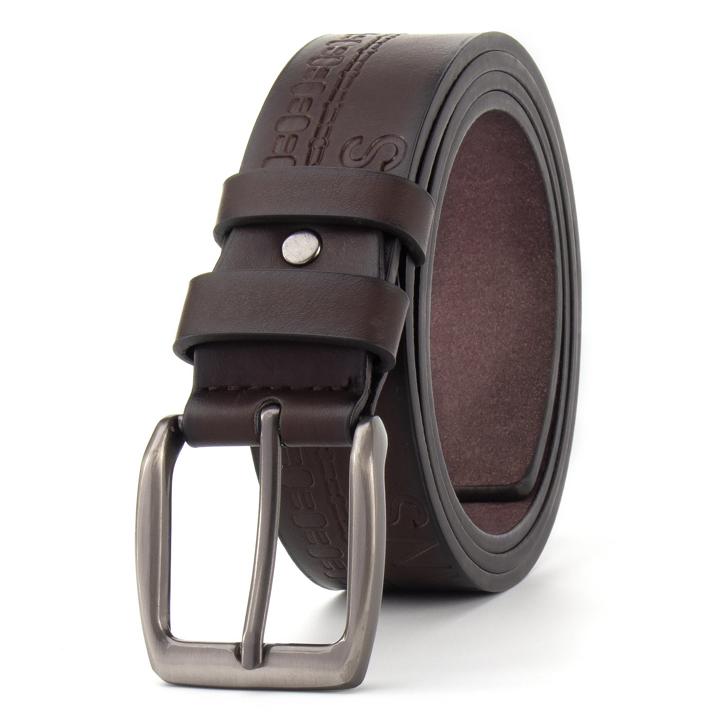 Wholesale men's pin buckle belt high-quality embossed belts with adjustable PU leather belts men