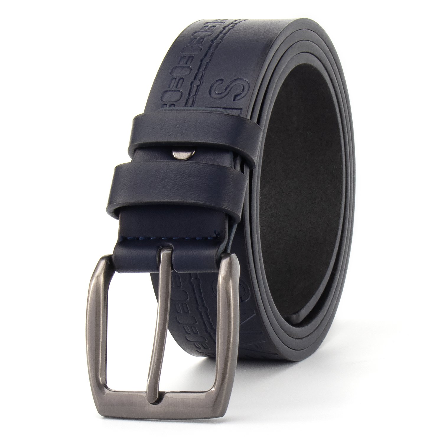 Wholesale men's pin buckle belt high-quality embossed belts with adjustable PU leather belts men