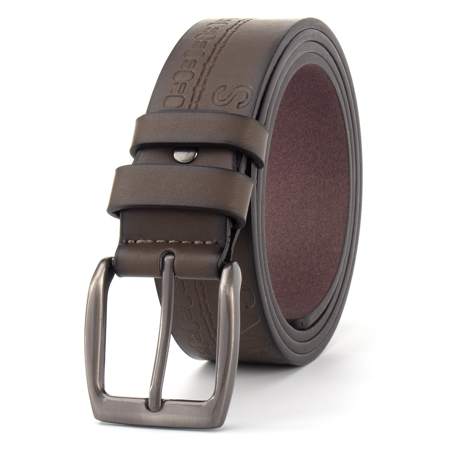 Wholesale men's pin buckle belt high-quality embossed belts with adjustable PU leather belts men