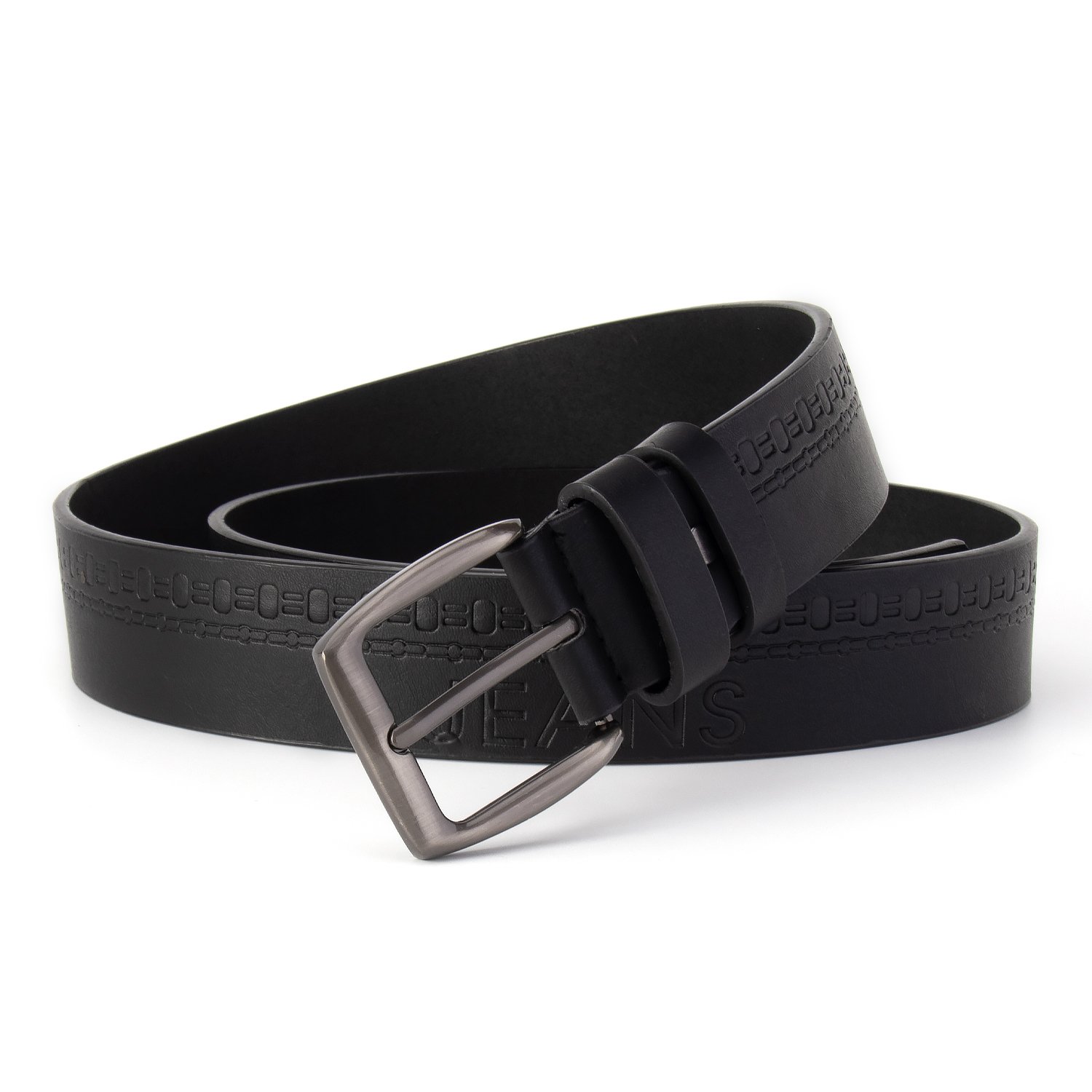 Wholesale men's pin buckle belt high-quality embossed belts with adjustable PU leather belts men